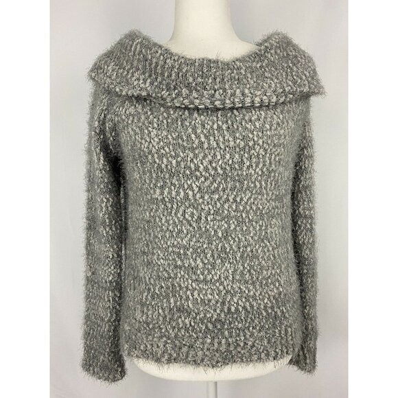 Freshman Juniors Off The Shoulder Fuzzy Sweater Si - Picture 2 of 6